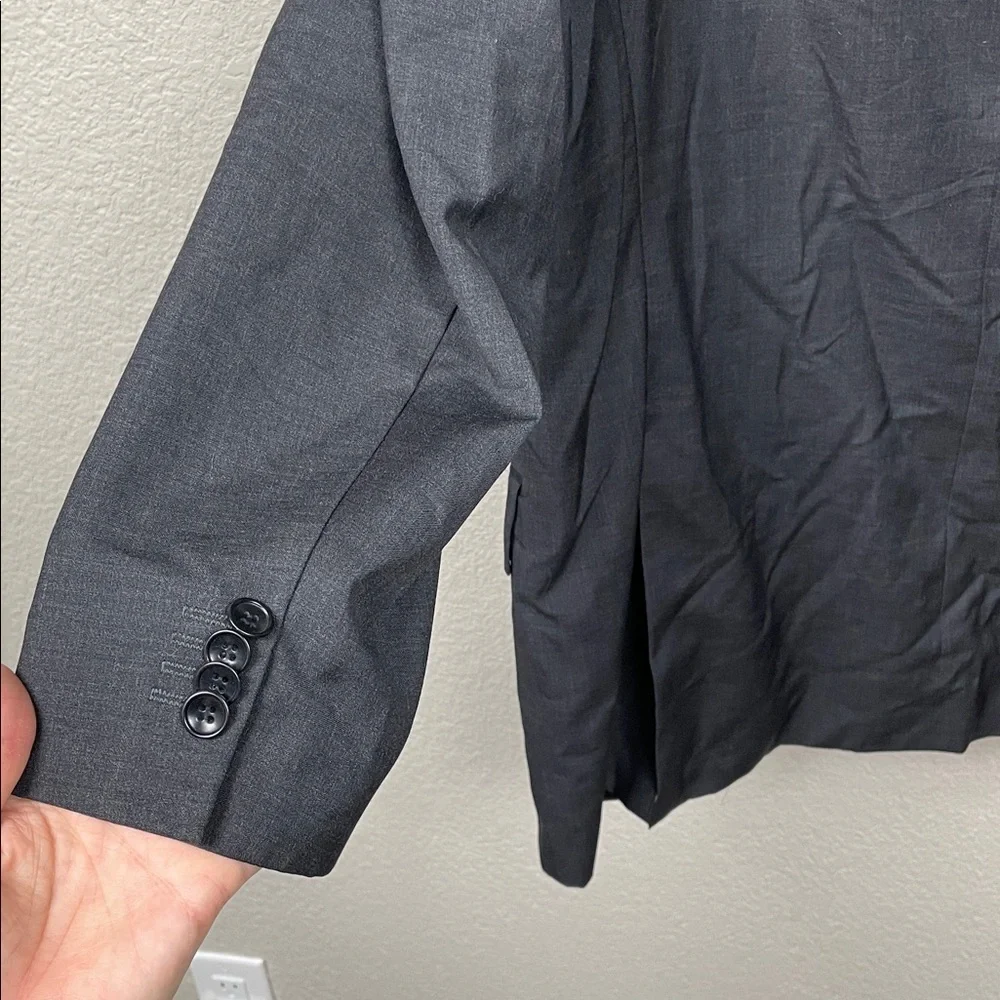 Vintage Longchamp Paris Comero Super 120s Wool Dark Gray Suit Jacket Blazer